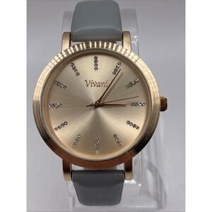 Vivani Women's Quartz Watch Gray‎ Band Rose Gold 38mm Case- New Battery